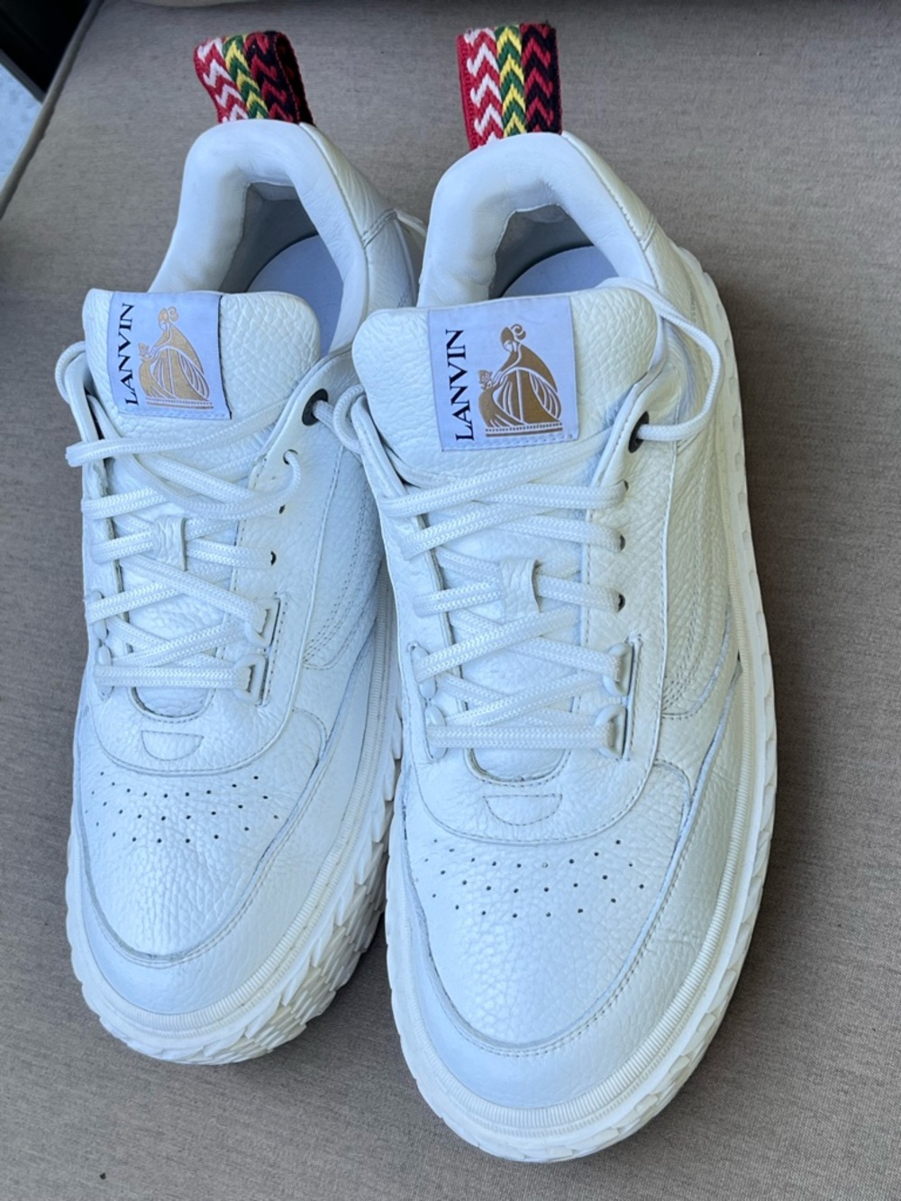 Lanvin White Leather Chunky Low-Top Sneakers